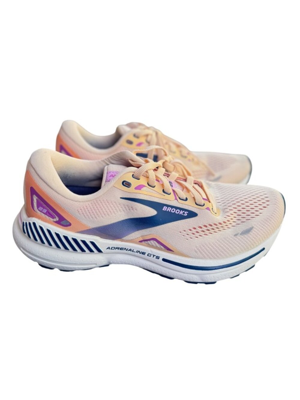 Brooks Adrenaline GTS 23 Womens Running Shoes Peach Multi 8.5 Mesh Lightweight